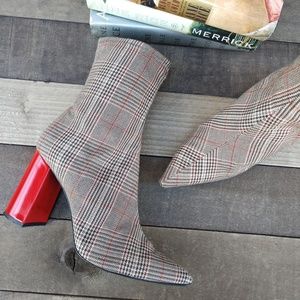 plaid sock boots